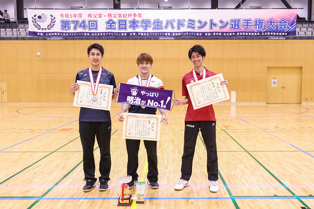第74回全日本学生バドミントン選手権大会(名古屋)個人戦入賞者
